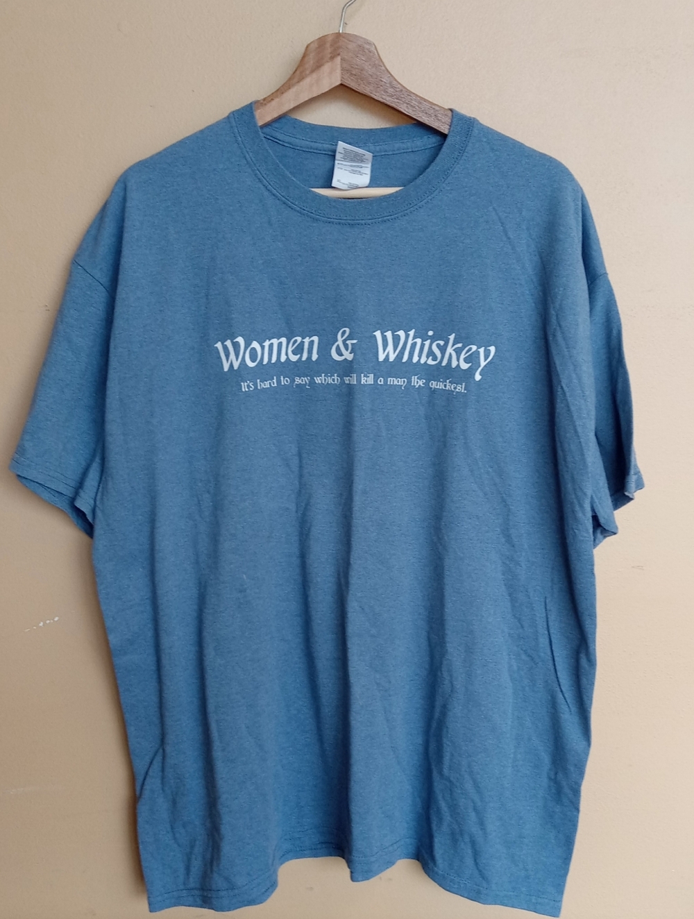 Women & Whiskey Blue T-Shirt Sz XL